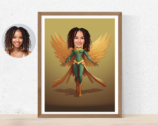Personalised Hawkgirl Caricature