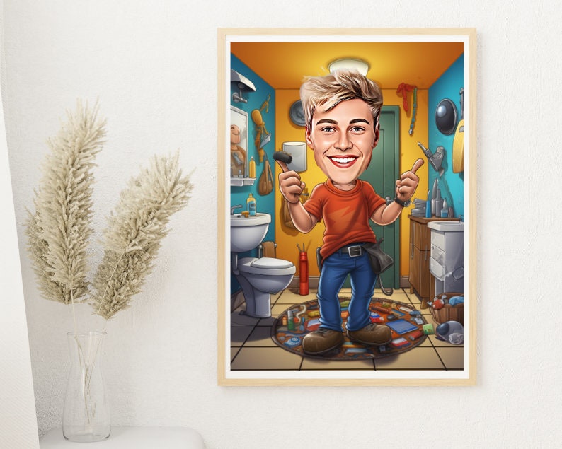 Personalised Plumber Caricature