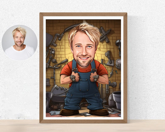 Personalised Plumber Caricature