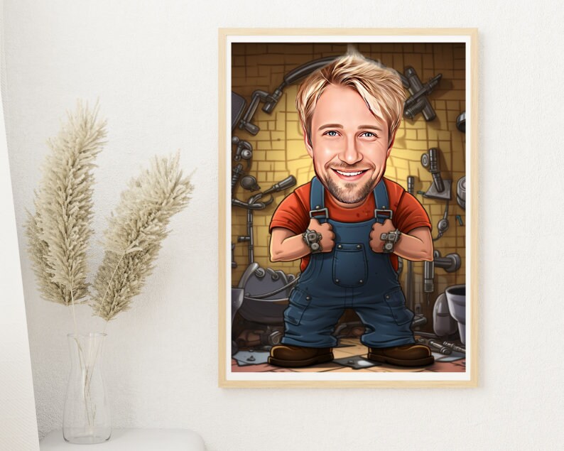 Personalised Plumber Caricature