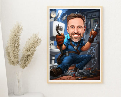 Personalised Plumber Caricature