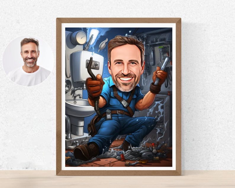 Personalised Plumber Caricature