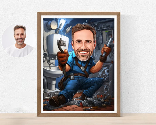 Personalised Plumber Caricature