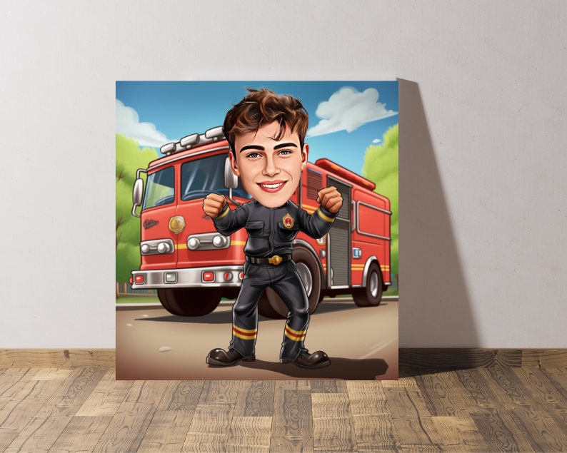Personalised Firefighter Caricature