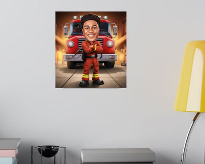 Personalised Firefighter Caricature