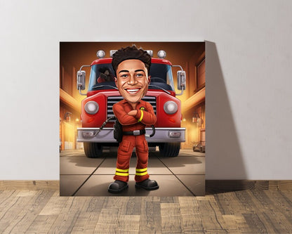 Personalised Firefighter Caricature