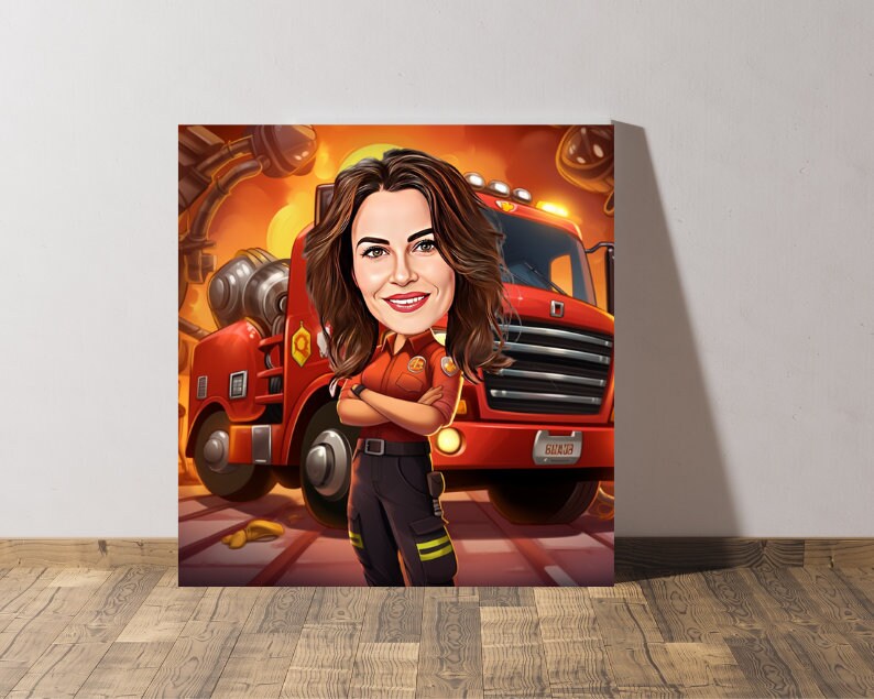 Personalised Firefighter Caricature