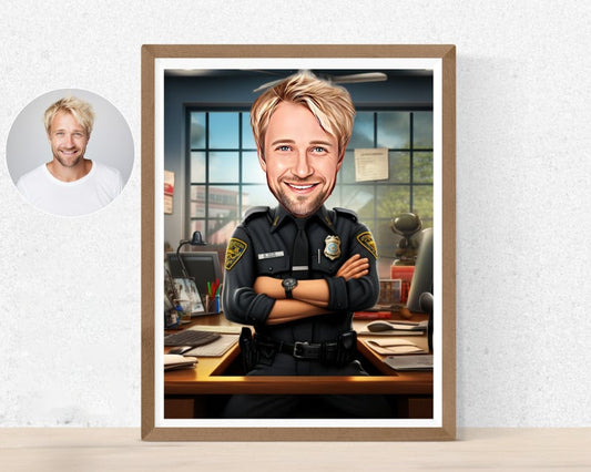 Personalised Police Officer Caricature