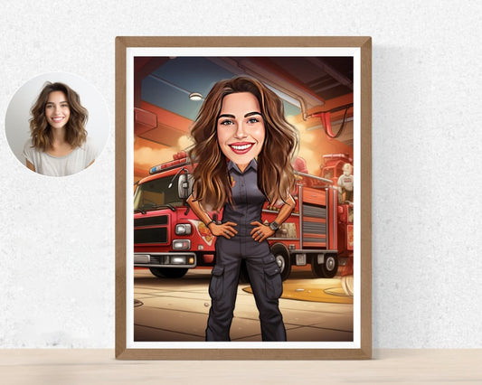 Personalised Firefighter Caricature