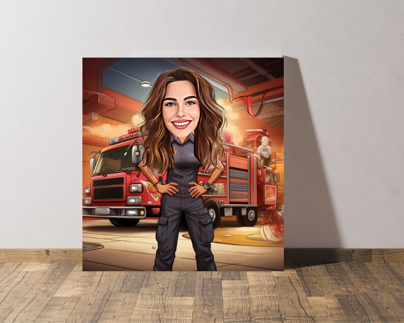 Personalised Firefighter Caricature