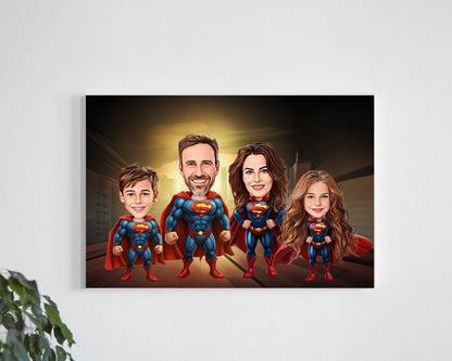 Personalised Super Hero Family Caricature