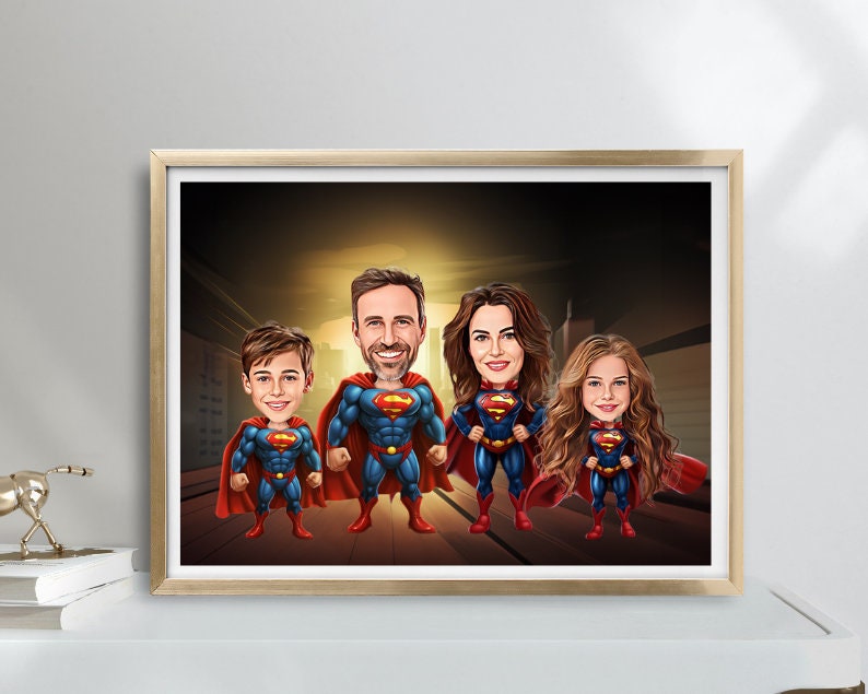 Personalised Super Hero Family Caricature