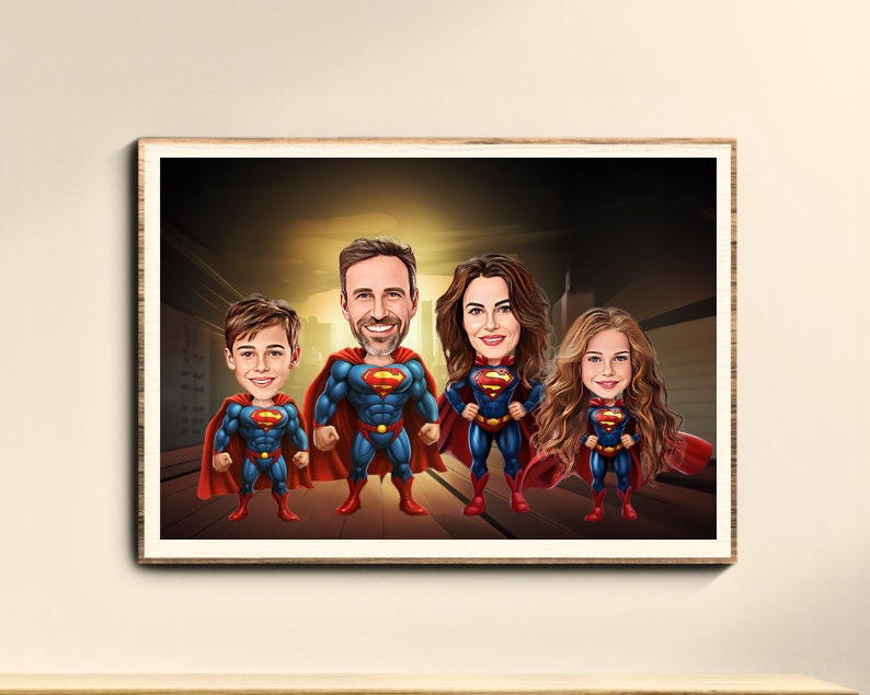 Personalised Super Hero Family Caricature