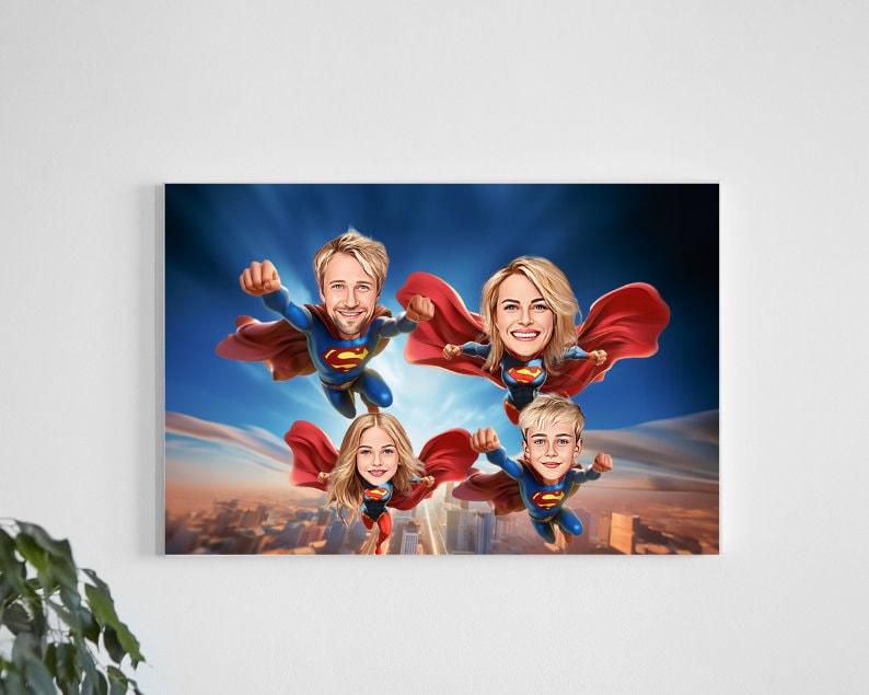 Personalised Superhero Family Caricature