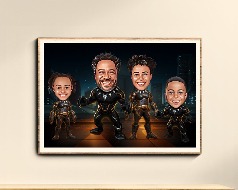 Personalised Superhero Family Caricature