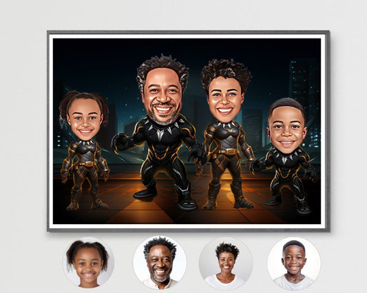 Personalised Superhero Family Caricature