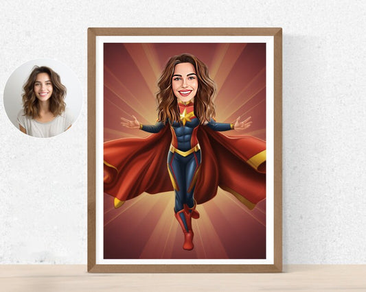 Personalised Captain Marvel Caricature