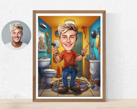 Personalised Plumber Caricature