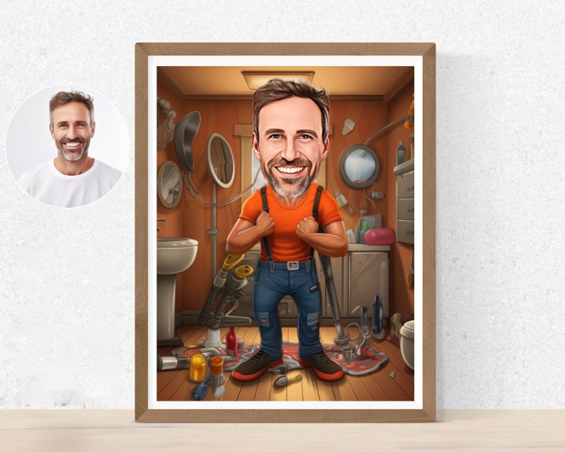Personalised Plumber Caricature