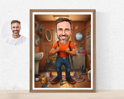 Personalised Plumber Caricature