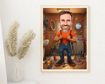 Personalised Plumber Caricature