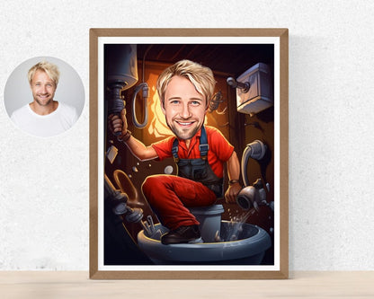 Personalised Plumber Caricature