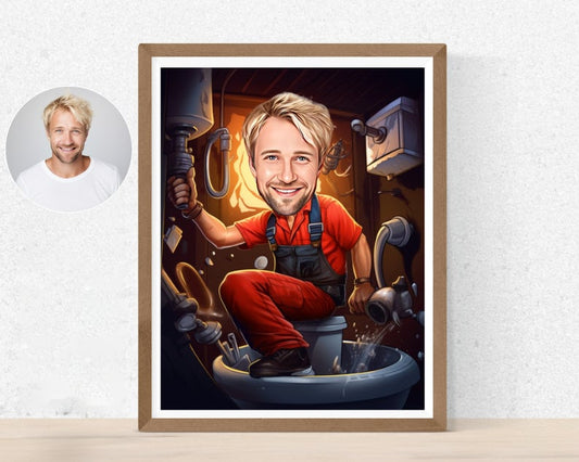 Personalised Plumber Caricature