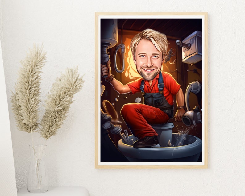 Personalised Plumber Caricature