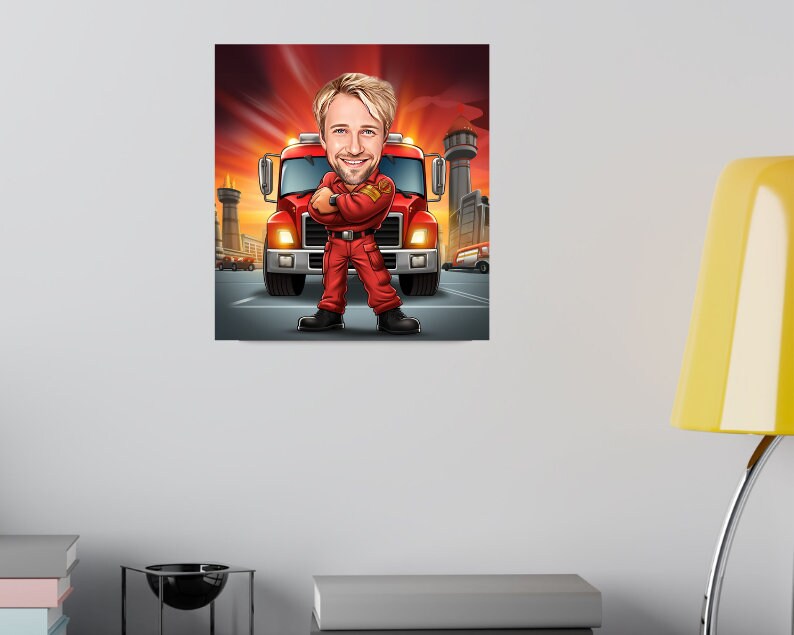 Personalised Firefighter Caricature
