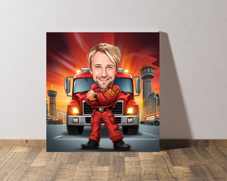 Personalised Firefighter Caricature