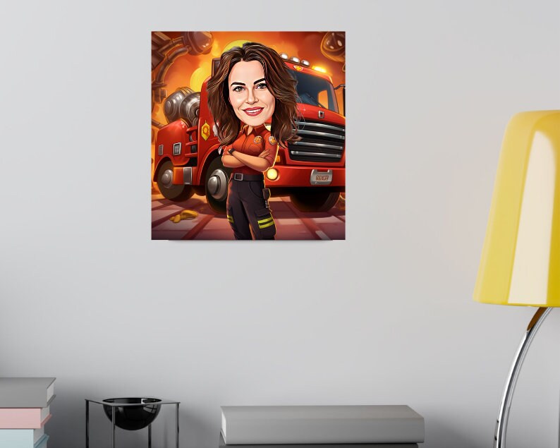 Personalised Firefighter Caricature