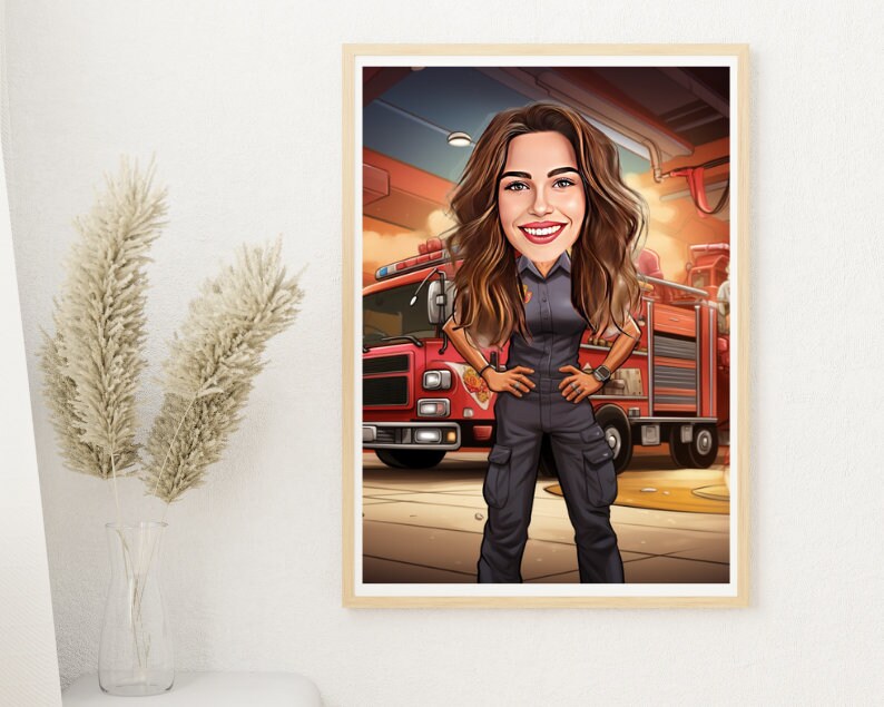 Personalised Firefighter Caricature