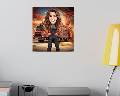 Personalised Firefighter Caricature