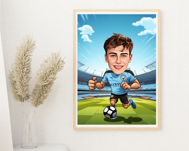 Personalised Man City Caricature