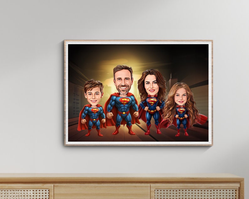 Personalised Super Hero Family Caricature