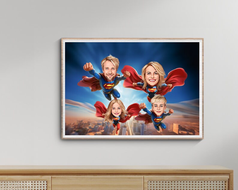 Personalised Superhero Family Caricature
