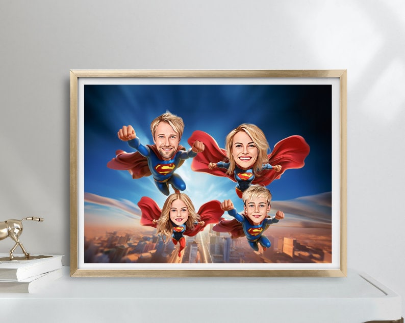 Personalised Superhero Family Caricature
