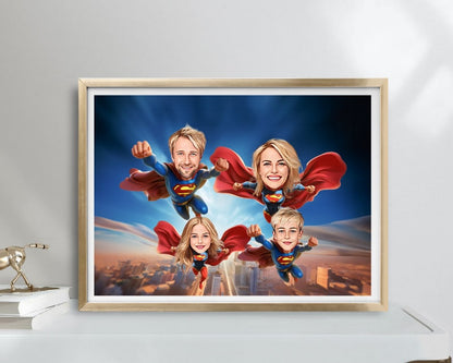Personalised Superhero Family Caricature