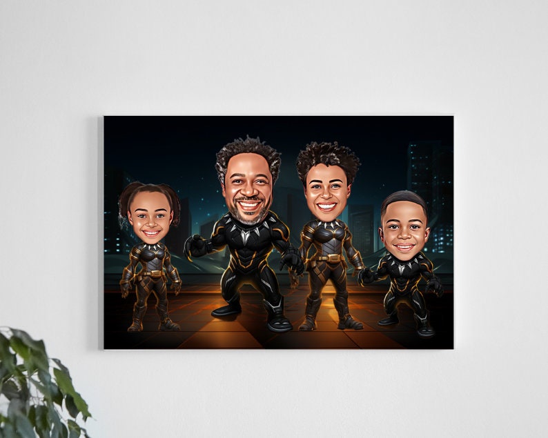 Personalised Superhero Family Caricature