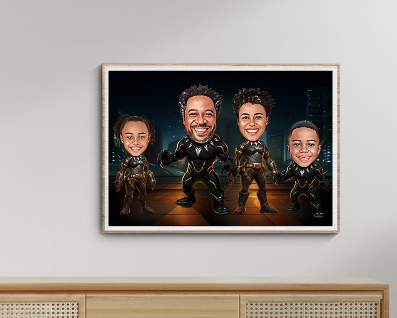 Personalised Superhero Family Caricature