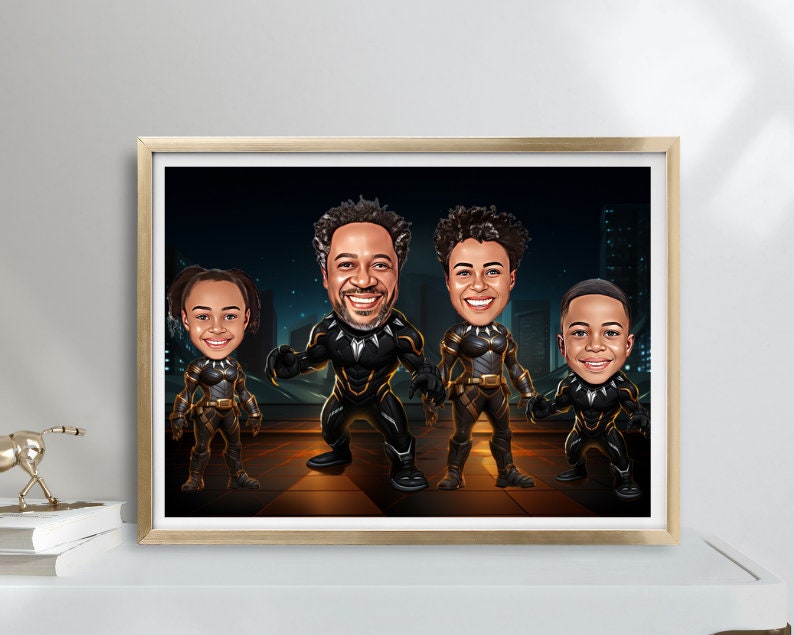 Personalised Superhero Family Caricature