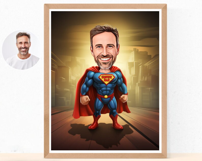 Personalised Superdad Caricature