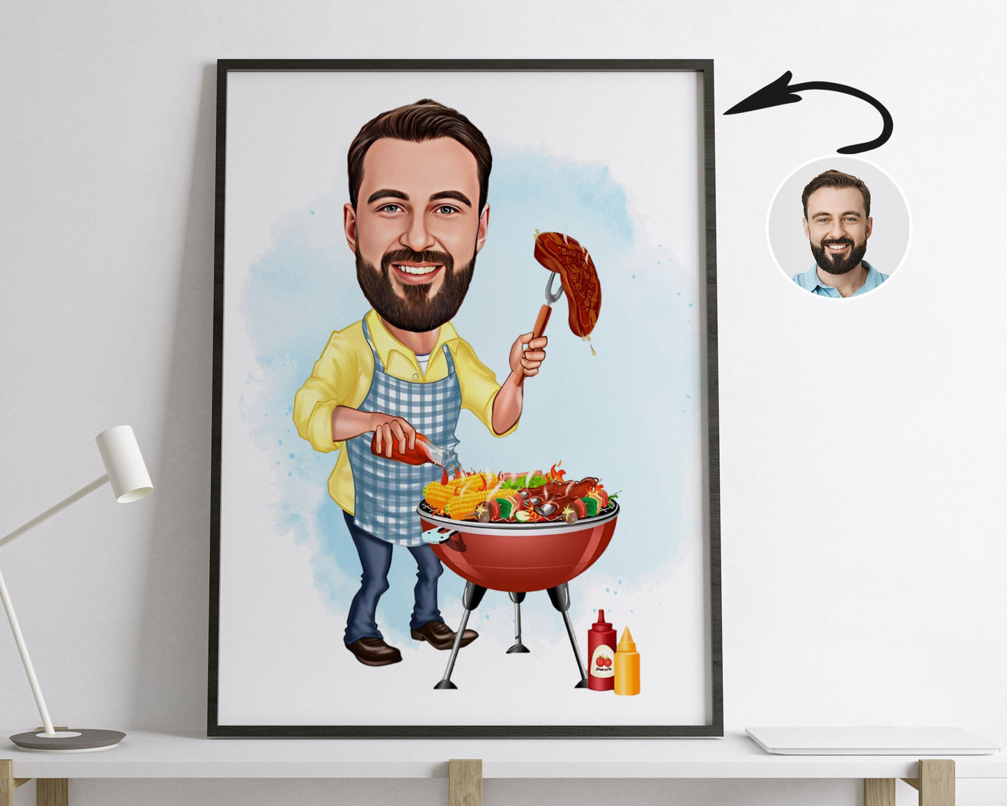 Personalised BBQ Caricature