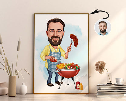 Personalised BBQ Caricature