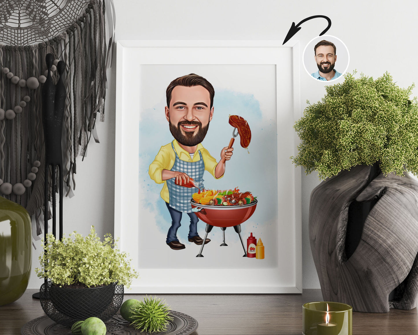 Personalised BBQ Caricature