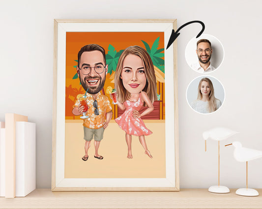 Personalised Couple Vacation Caricature