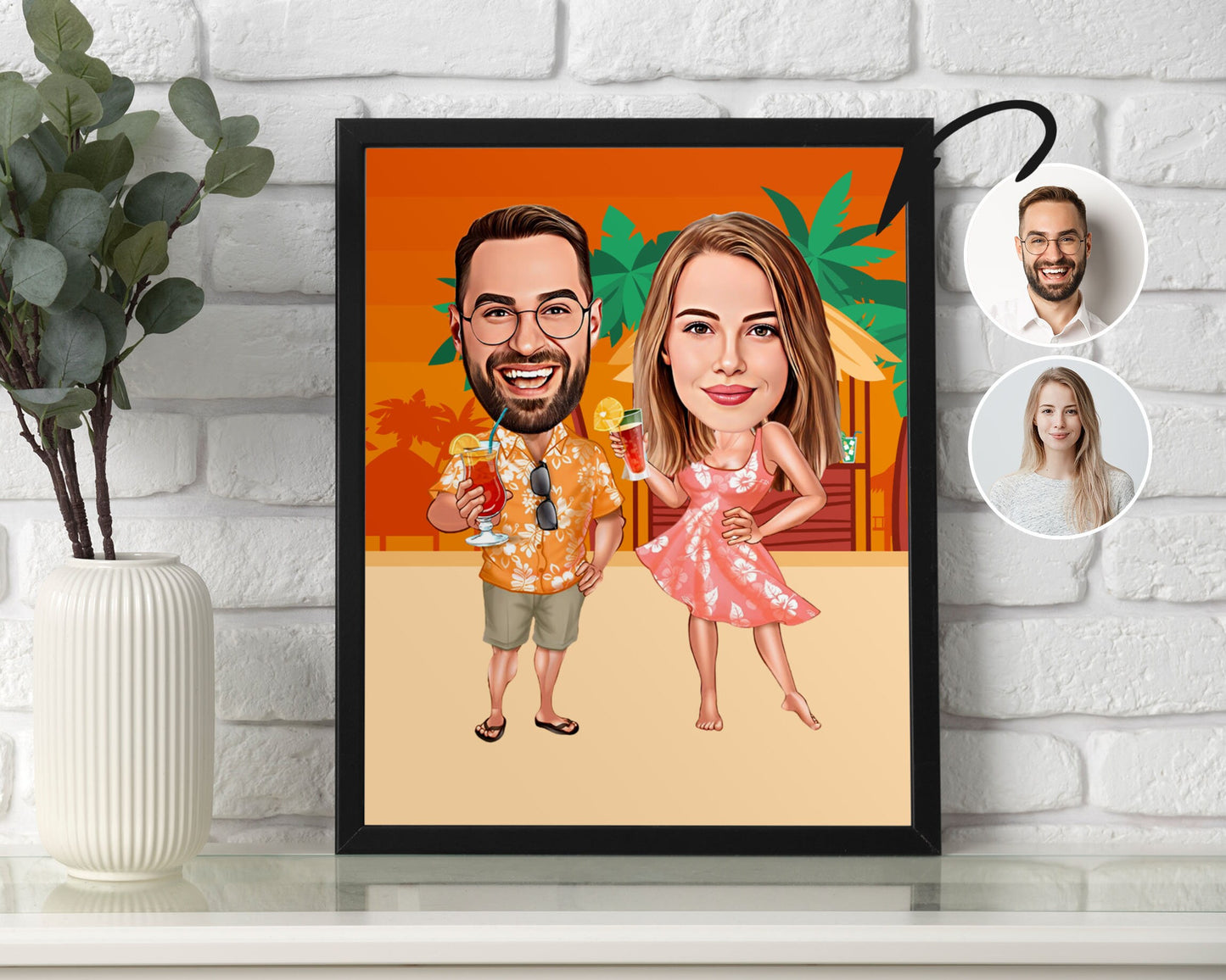 Personalised Couple Vacation Caricature