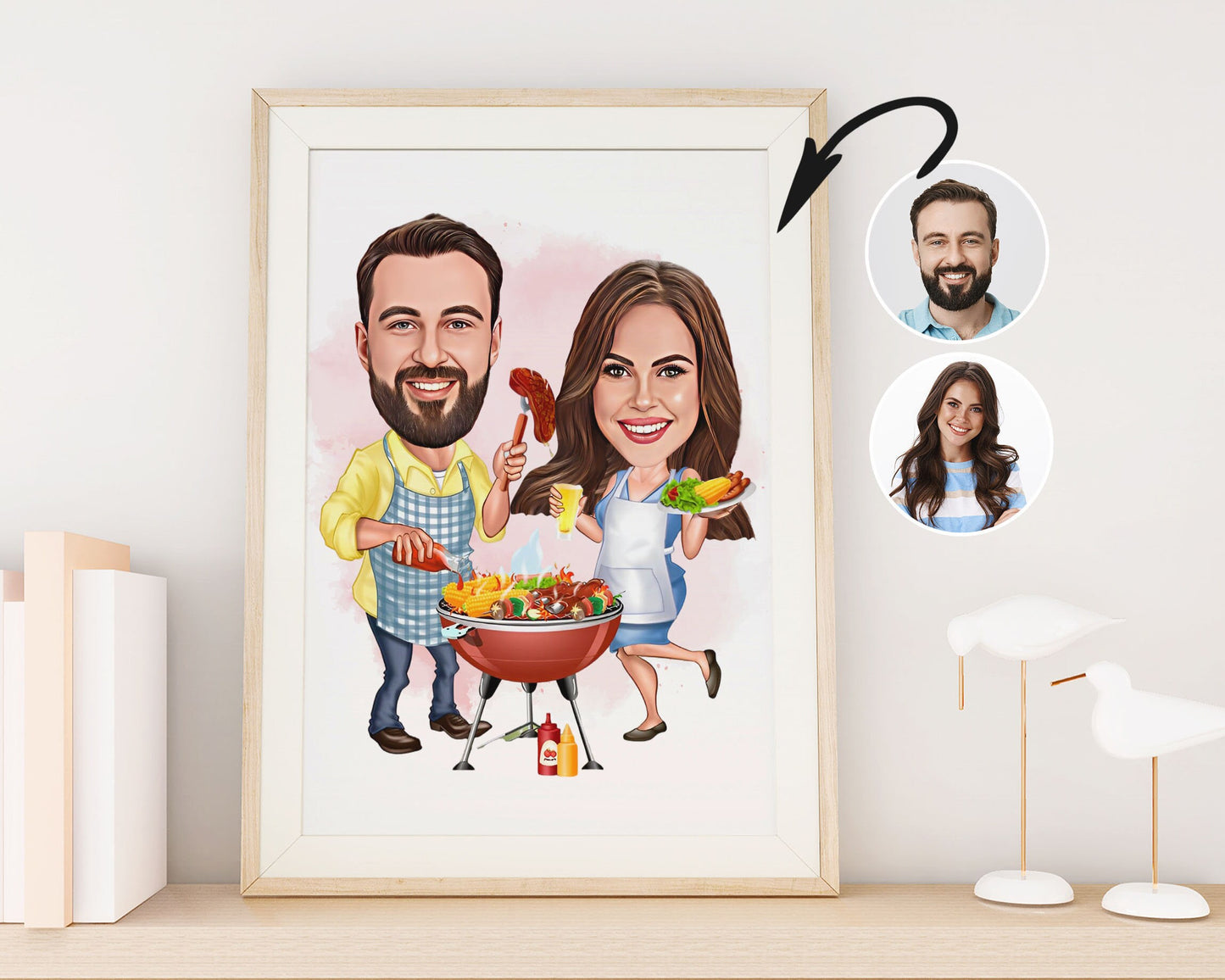 Personalised Couple BBQ Caricature
