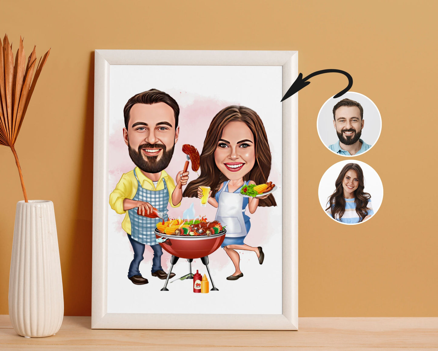 Personalised Couple BBQ Caricature