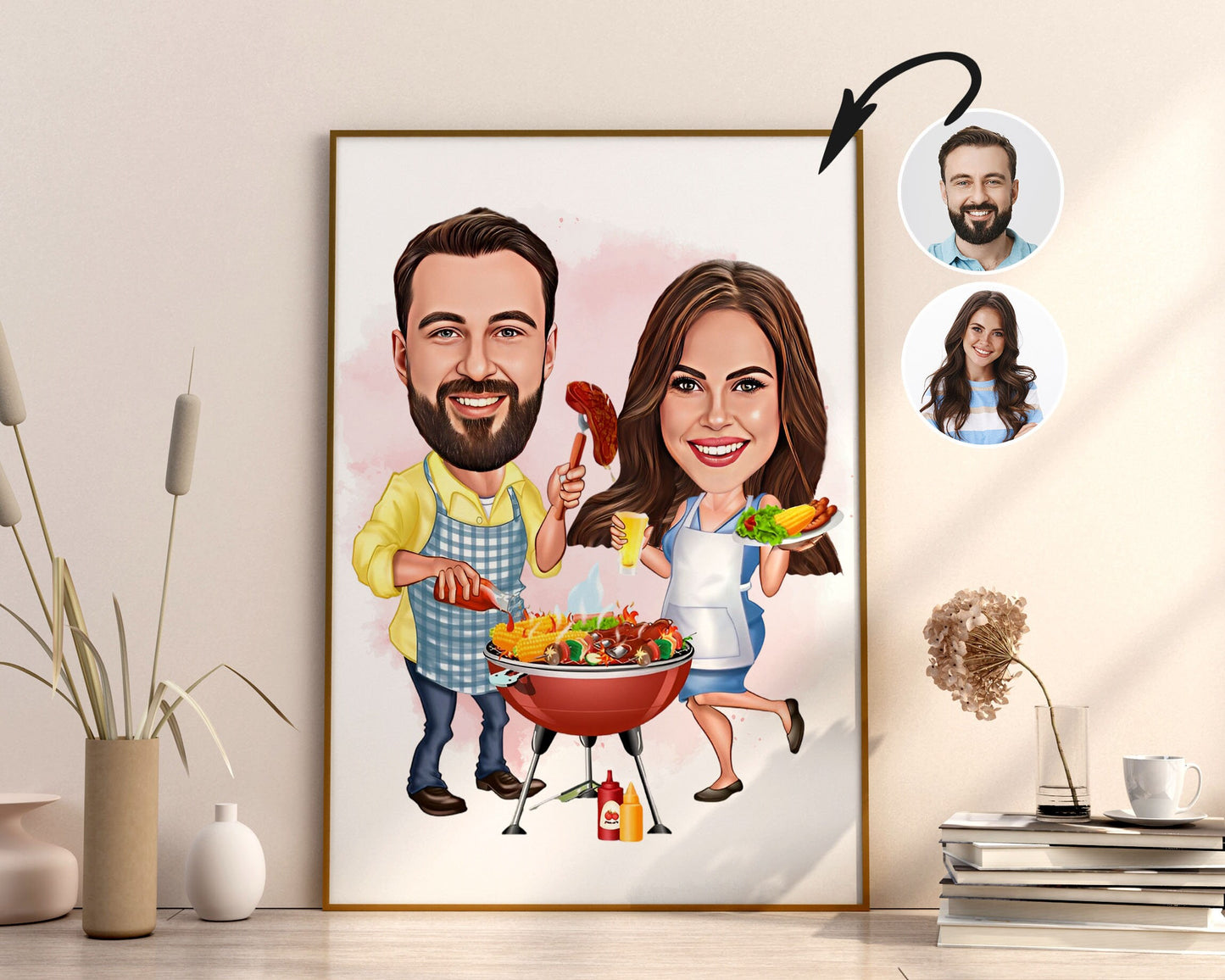 Personalised Couple BBQ Caricature